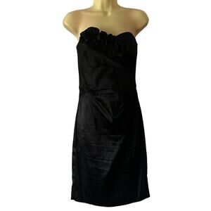 White House Black Market Suze 4 Black Satin Strapless Dress Semi Formal Holiday